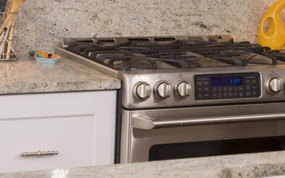 stove and countertop in kitchen
